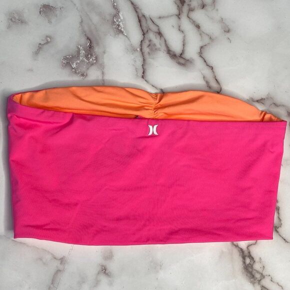 HURLEY Pink & Orange Reversible Bandeau Bikini Top | Size: S - Picture 3 of 7